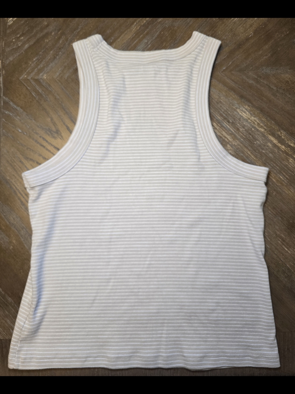 Old Navy Beige and White Striped Ribbed Tee - Picture 3 of 3